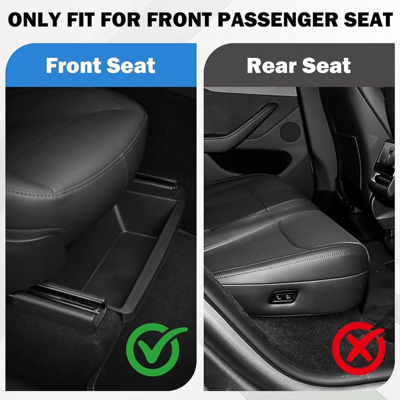 Abystar Under Seat Storage Box for 2026 Tesla Model Y Juniper, Hidden Organizer Tray for Front Passenger Seat, Custom Fit Interior Accessory for Tesla New Model Y Juniper, Anti-Slip & Durable - Image 4